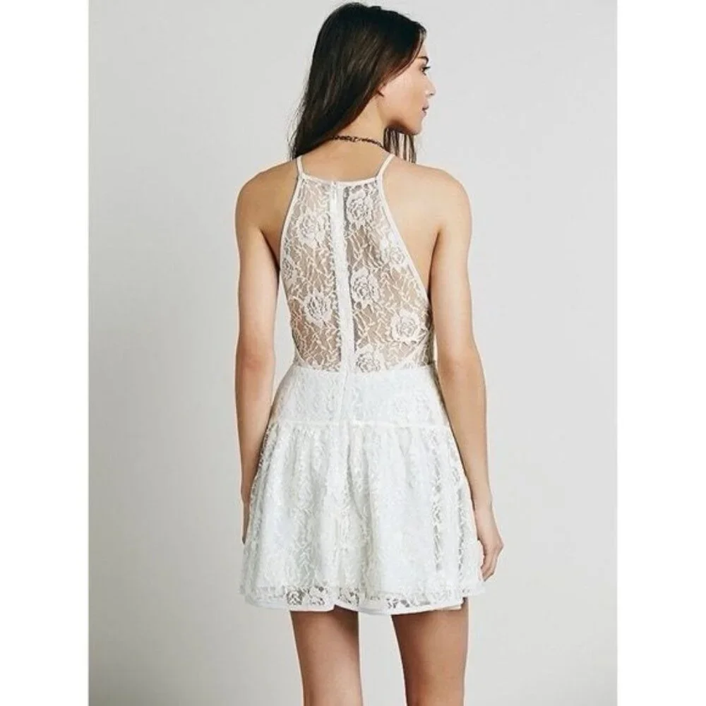 NWT Free People White Lace A-Line Mini Dress | Romantic Grunge Fairy Coquette 8 - Picture 7 of 13